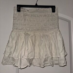 Madewell Cream Bubble Mini Skirt with Smocked Ruffles